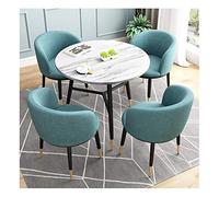 KG7HQRP Tables et chaises de loisirs de bureau, table ronde en placage de marbre de 80 cm, table de salle à manger en bois massif, table de réception de salon et ensemble de chaises (couleur : vert