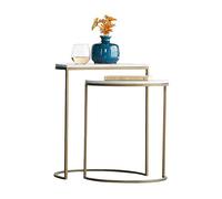 KG7HQRP Un lot de 2 tables d'appoint empilables pour salon, tables basses incurvées de petit espace, tables gigognes, robustes et