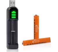 KGABERY-Aaaa Lot De 2 Piles Rechargeables Ni-Mh Aaaa 500 Mah Avec Chargeur Usb Pour Surface Pen/Tactile Pen/Google Pixebook Pen/Brosse À Dents/Souris