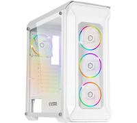 KGABERY-Boitier Pc Gamer Darkwitcher-Argb Moyenne Tour Atx-Façade Métal Mesh Et Paroi Latérale En Verre Trempé-4 Ventilateurs 5 Volts Pwm Led Rgb Adressable 120 Mm-Mb Sync-Blanc
