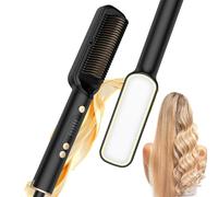 KGABERY-Heated Brush,Hair Straightening Brush,Hair Straightening Brush,2 In 1 Heating Brush With Ionic Generator And Built-In Mirror,6 Temperature Settings