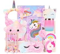 Kgabery-Licorne Cadeau Fille, Journal Intime Fille Avec Serrure, 12pcs Ensemble De Licorne Jouet Fille, Bijoux Masque Sommeil Tasse, Cadeau D'anniversaire Pour Filles