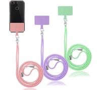 Kgabery-Lot De 3 Cordons De Téléphone Tour De Cou Universels Pour Téléphone Portable, Sangles Réglables En Nylon, Compatible Avec Tous Les Smartphones (Vert + Rose + Violet)