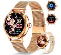 Kgabery-Montre Connectée Femme,Avec 2 Bracelets Ajustables,Fonction Appel/Réponse Bluetooth,Écran Tactile 1,19"" Smartwatch,Suivi 123 Modes Sportifs,Ios/Android,Support Français,Or Rose
