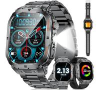Kgabery-Montre Connectée Homme 3atm Étanche Avec Appels Bluetooth/Torche Led,2,13'' Amoled Grand Écran Militaire Smartwatch,100+ Mode Sportifs,Spo2/Fréquence Cardiaque Pour Android Ios,2 Bracelets