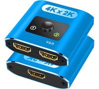 KGABERY-Répartiteur Hdmi En Aluminium 2 En 1 Sortie/1 Entrée 2 Sorties,Commutateur Hdmi Bidirectionnel,4K @ 60 Hz,3D 1080P,Convient Pour Box Tv,Ordinateur Portable,Ps3/4/5,Dvd,Bleu