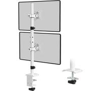 KGABERY-Support À Pile Verticale Pour Deux Écrans D'Ordinateur De 17 À 32 Pouces, Bras Ecran Pc Réglable En Hauteur, Inclinable Et Pivotant, Charge Maximale De 9Kg Par Bras, Vesa 75/100 Mm Blanc