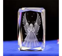 KGADRX Cadeaux en Cristal 3D pour Femmes et Hommes, Ange Gardien, Cube en Verre de Cristal, Sculpture gravée, Cadeaux pour décoration d'étagère de Bureau