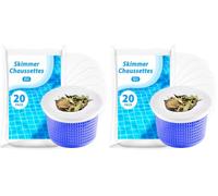 KGC Chaussette Skimmer Piscine 20 Pièce, Chaussette Skimmer Lavable & Réutilisable pour Panier Skimmer, Prefiltre Skimmer Piscine Nylon Élastique, (Convient aux Filtres de 7 à 19 cm) (Lot de 2)