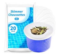 KGC Chaussette Skimmer Piscine 20 Pièce, Chaussette Skimmer Lavable & Réutilisable pour Panier Skimmer, Prefiltre Skimmer Piscine Nylon Élastique, (Convient aux Filtres de 7 à 19 cm)