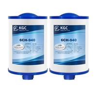 KGC Filtre de Spa 6CH-940 pour Bain à Remous, Filtres de Spa Lavables, Lot de 2, Remplacement pour Pleatco PWW50P3 (Filetage Grossier SAE 1 1/2"), Unicel 6CH-940, Filbur FC-0359, Waterway 817-0050