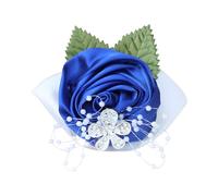 KGCGJVB Bracelet de poignet bleu foncé en soie pour bal de fin d'année et mariage - Bracelet floral bleu marine pour demoiselle d'honneur ou événements formels - Bracelet élégant avec fleurs réalistes