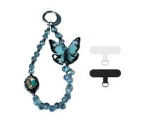KGCGJVB Breloque papillon bleu avec pendentif en cristal pour téléphone portable avec 2 languettes d'attache pour étui interchangeable, bijou pour téléphone portable, breloque papillon élégante