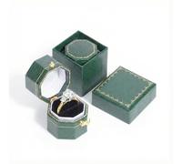 KGCGJVB Petite boîte à bagues vintage antique en cuir pour fiançailles - Unique et cool - Pour demande en mariage - Jolie boîte à bijoux verte - Convient pour sac à main de poche
