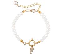 KGDUYC 1 Bracelet de perles, femmes, cadeaux pour filles - Bracelet monogrammé en or 18 carats avec diamants Bracelet de perles Cadeaux personnalisés pour femmes Bijoux pour jeunes filles