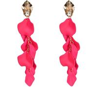 KGDUYC 1 paire Boucles d'oreilles Boho à clip pour femmes Boucles d'oreilles pendantes en acrylique avec pétales de rose colorés et non percés Boucles d'oreilles pendantes avec pétales fleurs