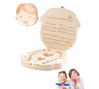 KGDUYC 1 Pcs boîte de dentition en bois, boîte de dentition premium, boîte de dentition pour bébé, cadeau d'anniversaire ou de baptême, avec pince à épiler et histoire de la fée des dents