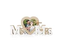 KGDUYC 1 pcs Mr Mrs Décorations de Mariage Cadre Photo Mariage avec Cœur Cadre Photo Cadre Mariage Personnalisé Cadeau de Mariage pour Maison Fiançailles Party Cérémonie Accessoires Photo
