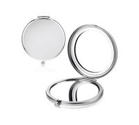 KGDUYC 1 pièce Miroir pliant rond - pour sac grossissant double face, miroir compact 2x, petit miroir de voyage portable pour femmes et mamans (argent)