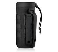KGDUYC 1 piece Molle Bottle Holder Bag, 1000D Nylon Sport Molle Bottle Bag with Drawstring Top Carrying Pouch, Mesh Base, Practical for Outdoor Camping Molle Drink Holder, Black