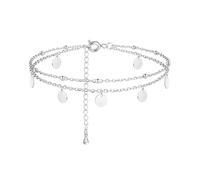 KGDUYC 1pcs Argent 925 Multicouches Bracelet de Cheville Pour Femmes Coeur Boule Ronde Zircon Multiples Styles Bracelets de Cheville Avec Chaîne Ajustable Bijoux de Pieds Pour la Plage D'été
