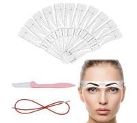 KGDUYC 1set Tampon à sourcil - Kit de Pochoir à Sourcils, Modèle Réutilisable, 12 Paires, 1 Pièce Sangle et Rasoir