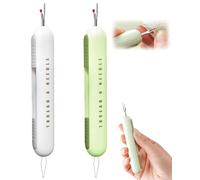 KGDUYC 2PCS 2 in 1 Enfile Aiguille et Decoud Vite, Enfile-Aiguilles pour Couture Manuel, Passe Fil Couture Portable 2 in 1 Coupe Fil Couture Rétractable Decouseur pour Couture (vert + blanc cassé)