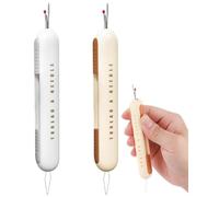 KGDUYC 2PCS 2 in 1 Enfile Aiguille et Decoud Vite, Enfile-Aiguilles pour Couture Manuel, Passe Fil Couture Portable 2 in 1 Coupe Fil Couture Rétractable Decouseur (blanc cassé + jaune crème)