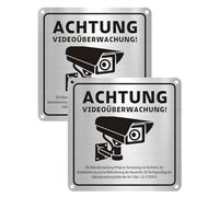 KGDUYC 2pcs Panneaux de Surveillance, Conforme DSGVO, 15x15 cm, Aluminium avec Autocollant et Poinc抬ons