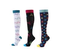 KGDUYC 3 pièces Chaussettes de Compression pour Hommes et Femmes Chaussettes de Compression pour Sportive, Cyclisme, Voyage en Avion, Course à Pied - pois/amour/noeud papillon