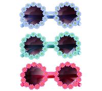 KGDUYC 3pcs Lunettes de Soleil pour Femmes, Lunettes de Soleil Rondes Marguerites Classiques Nobles Femmes/Hommes Belles Lunettes de, Protection UV400 ,Adapté aux enfants (bleu+rose+vert)