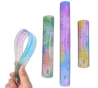 KGDUYC 3pcs regle- 30 cm 20cm 15cm,règles flexibles en plastique souple - Règle transparente - Couleur - Règle métrique droite - Règle plate -Pour l'école, le bureau