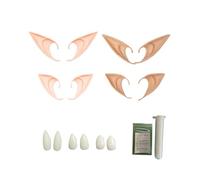KGDUYC 4 Paires d'oreilles d'elfe, oreilles d'elfe d'halloween, 2 Tailles, 3 Paires de Dents de Vampire Crocs de Vampire pour Cosplay Elfes Halloween Carnaval