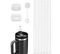 KGDUYC 6 pailles de rechange - avec brosses de nettoyage et capuchon en silicone, accessoires de rechange, pour gobelets de 30/40 oz, verres et accessoires, housse anti-poussière réutilisable