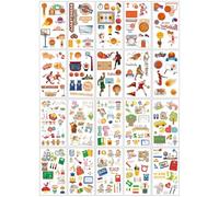 KGDUYC Autocollants pour scrapbooking,Autocollants 3D, 20 Feuilles Kids Stickers,Gomettes Autocollantes, Autocollants Récompense pour Enfants, Comprenant papeterie, basket, école et Bien Plus