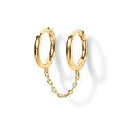 KGDUYC Boucles d'Oreilles Argent 925 pour Femme Plaquée Or 14 Carats Dangle Chaîne Boucles d'oreilles, Double Creoles Or/Argent pour Plusieurs Piercings Oreille Helix Tragus Piercing Bijoux-F