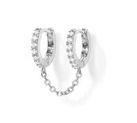 KGDUYC Boucles d'Oreilles Argent 925 pour Femme Plaquée Or 14 Carats Dangle Chaîne Boucles d'oreilles, Double Creoles Or/Argent pour Plusieurs Piercings Oreille Helix Tragus Piercing Bijoux-D