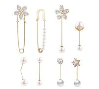 KGDUYC broche femme vetement - 8pcs Broches Pour Femmes,roches et pins pour femme,Mode Broche de Perle Simulée Épingle de Sécurité pour Châle Pull Écharpe Manteau Robe Robe Chemises pour Femme Filles