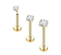 KGDUYC G23 Titane Piercing Helix Piercing Tragus Hypoallergénique Piercing Labret Levre Filetage Interne Monroe Medusa Piercing Petit CZ Oreille Piercing Conch Tragus Helix Piercing - CZ Or