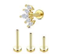 KGDUYC G23 Titane Piercing Helix Piercing Tragus Hypoallergénique Piercing Labret Levre Filetage Interne Monroe Medusa Piercing Petit CZ Oreille Piercing Conch Tragus Helix Piercing - Feuille Or
