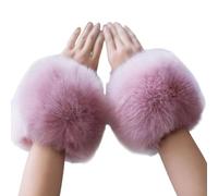 KGDUYC Gants et moufles femme Manches bordées de fourrure, gants, poignets coupe-vent, gants chauds (rose)