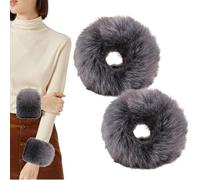 KGDUYC Gants et moufles femme Manchettes, manches garnies de fourrure, gants, poignets coupe-vent gris, gants chauds