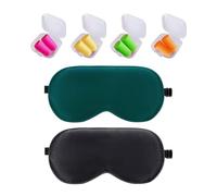 KGDUYC Masques de sommeil - 2 pcs cache-œi,pour les yeux, en soie pure naturelle avec sangle réglable, bloque la lumière, réduit les yeux gonflés,Livré avec 4 paires de bouchons d'oreilles