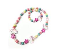 KGDUYC Parures pour fille,Bois Coloré Enfants Ensemble de Bijoux,Bijoux Fille,Bracelet,Princesse Collier Bracelets Set Licorne Perles Collier et Bracelet Cadeau pour Les Filles Fête d'anniversaire