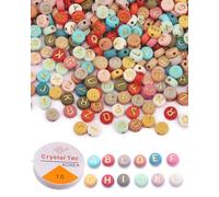 KGDUYC Perle Alphabet Acrylique - 500pcs Perles Lettres Colorée, A-Z Perle pour Bracelet 7x4mm, Perles Acryliques Rondes, pour Bracelets, Bijoux, Collier, Charms,Bricolage Artisanat,Avec cordon de 4m