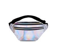 KGDUYC Sac Banane, Sacoche Banane Ville Unisexe à Effet Holographique, Sac Etanche Multi-Poches Mode Imperméable Cuir PU pour Voyage Randonnée Camping Loisir (avec 1*Forfait Carte de crédit)