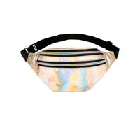 KGDUYC Sac Banane, Sacoche Banane Ville Unisexe à Effet Holographique, Sac Etanche Multi-Poches Mode Imperméable Cuir PU pour Voyage Randonnée Camping Loisir - or