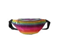KGDUYC Sac Banane, Sacoche Banane Ville Unisexe à Effet Holographique, Sac Etanche Multi-Poches Mode Imperméable Cuir PU pour Voyage Randonnée Camping Loisir - Arc-en-Ciel