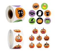 KGDUYC Vignettes et Autocollants,1000 Autocollants d'halloween, 2 Styles d'autocollants de 2,5 cm pour Scrapbooking, Autocollants de Citrouille pour fêtes à thème d'halloween