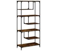 KGFHERENB Bibliothèque en chêne fumé - 81 x 36 x 176 cm - Étagère sur pied | Design créatif en zigzag avec plusieurs compartiments ouverts pour le salon et le bureau fabriqué en bois robuste.